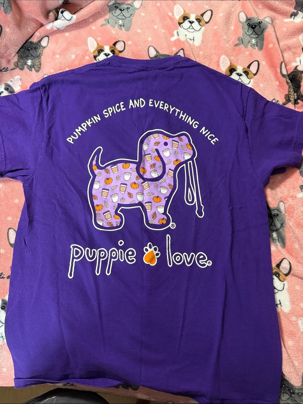 Pumpkin Spice and Everything Nice Purple Dog T-Shirt puppie love